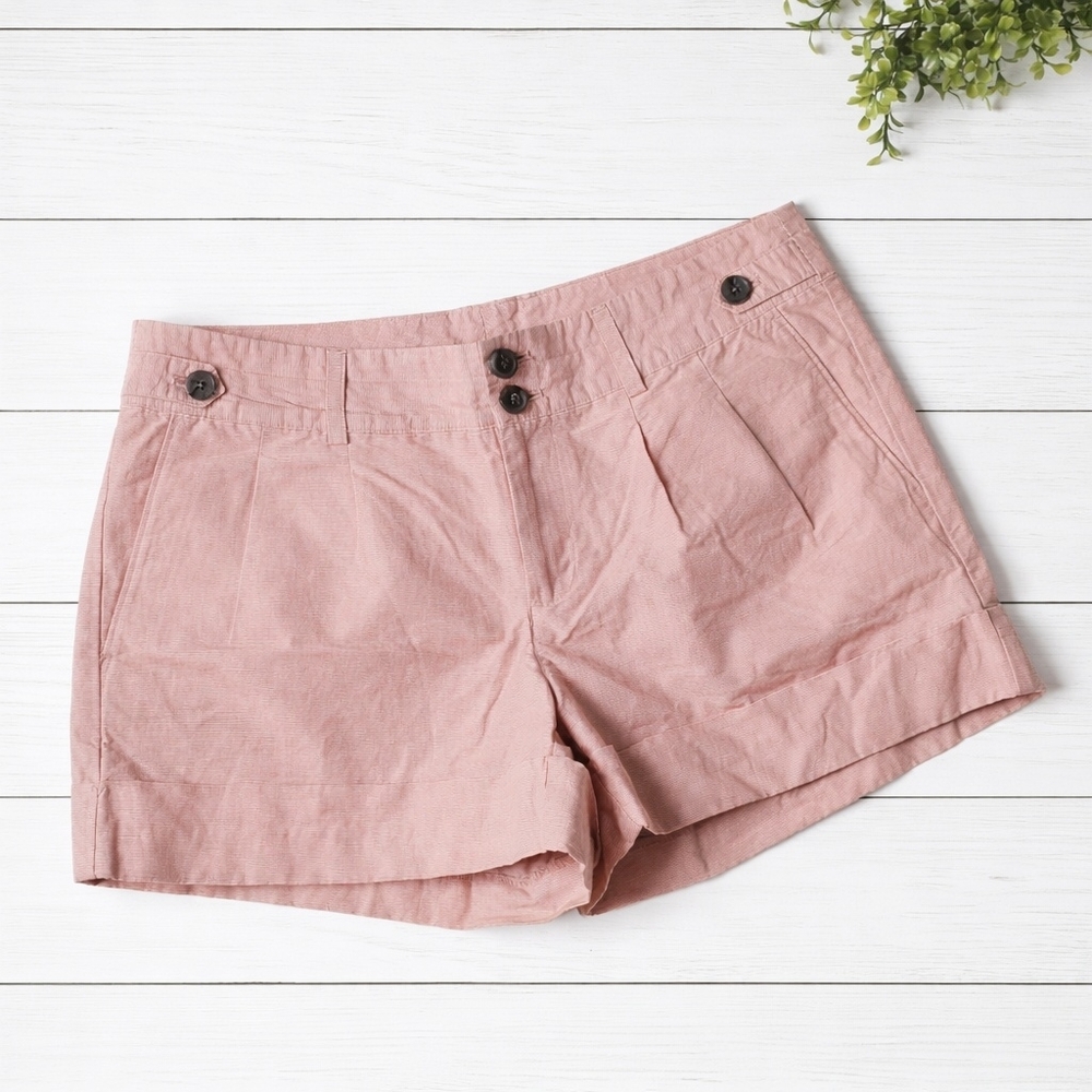 Banana Republic Women’s Tailored Blush Cotton Shorts Size 8 NWT Cuffed Pleated
